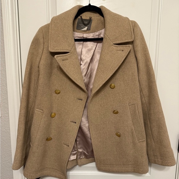 J. Crew Tan Pea Coat with Gold Buttons - Picture 4 of 4